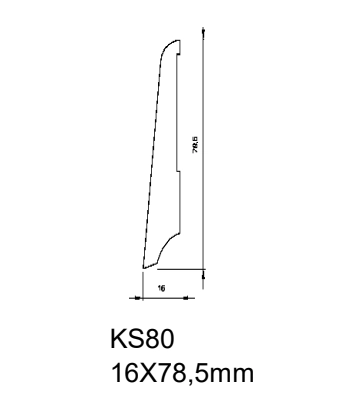 Listwa przypodłogowa biała drewno lakierowane KS80 (240 cm x 7,9 cm x 1,6 cm)