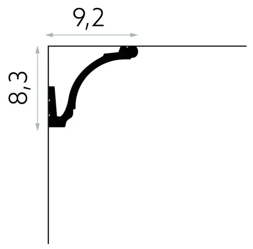 Listwa sufitowa wielofunkcyjna MD161 biała wym. 200 x 9.2 x 8.3 cm, z PolyForce