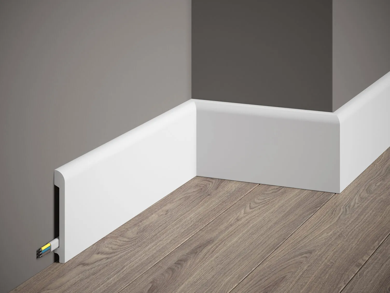 Listwa przypodłogowa MD236 biała wym. 200 x 1.3 x 9.9 cm, z PolyForce