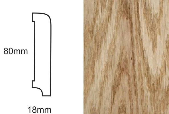 Listwa przypodłogowa fornirowana lakierowana CP80 R10 (240 cm x 8 cm x 1,8 cm) dąb czerwony