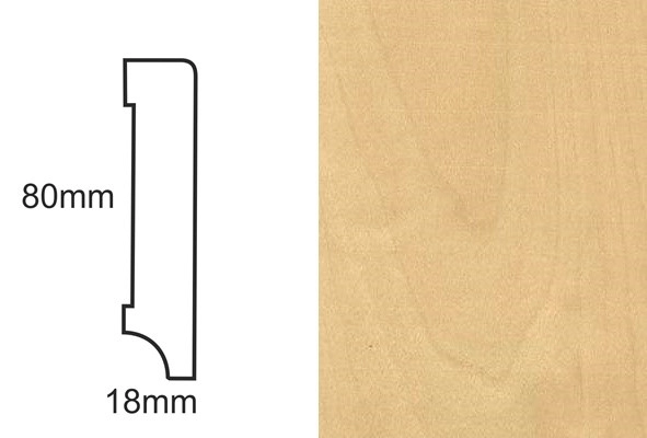 Listwa przypodłogowa fornirowana nielakierowana CP80 R3 (240 cm x 8 cm x 1,8 cm) brzoza