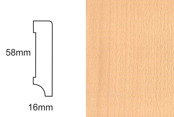 Listwa przypodłogowa fornirowana lakierowana CP58 (240 cm x 5,8 cm x 1,6 cm) buk