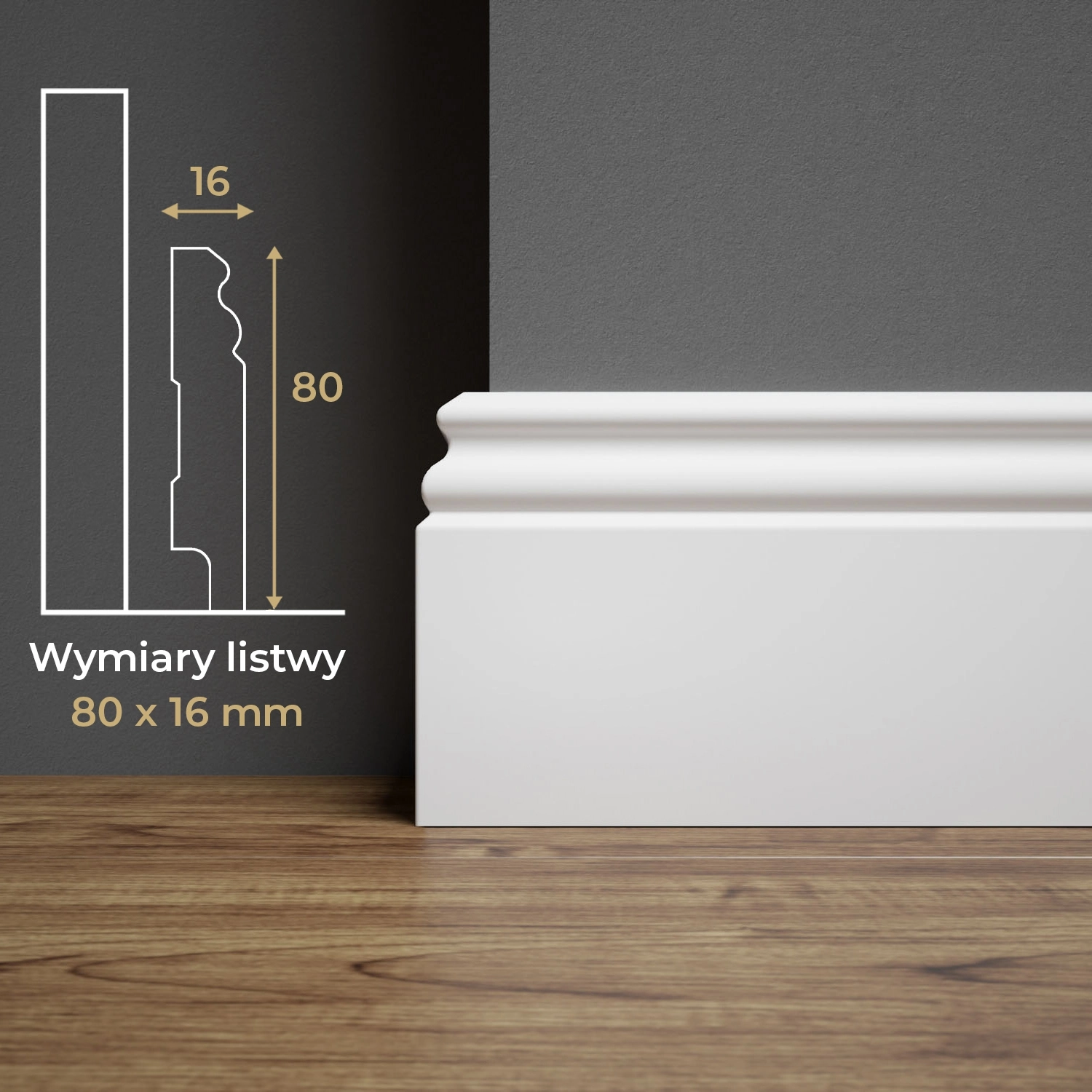 Listwa przypodłogowa MDF lakierowana biała z wodoodporną powłoką ESTILO 8cm