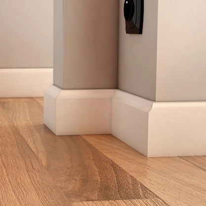 Listwa przypodłogowa MDF Plus Wzór F1 biała wilgocioodporna (262 cm x 8 cm x 1,6 cm) lakier półmatowy RAL 9003