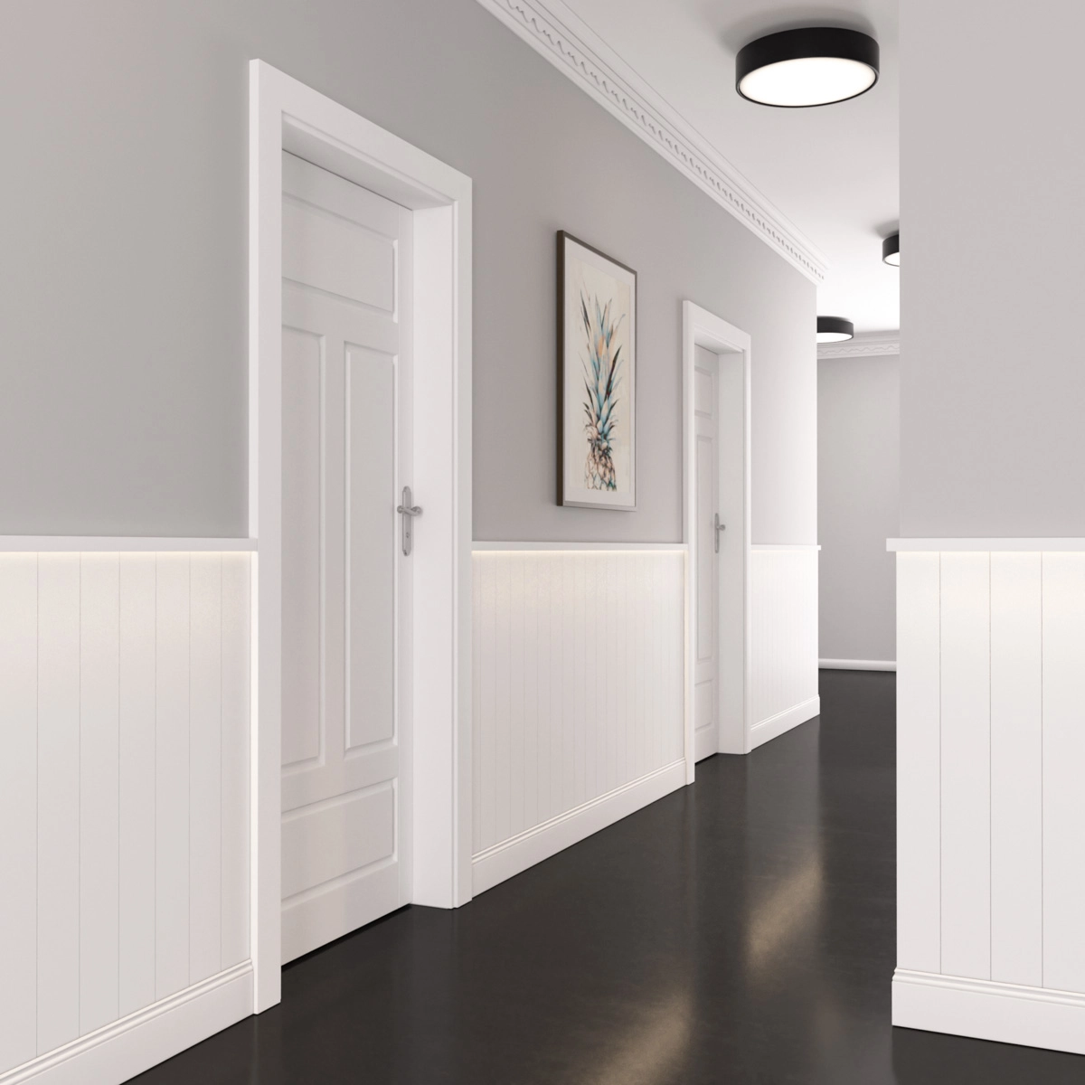 Boazeria ścienna LED - długość 200 cm, wysokość 114,5 cm - zestaw listew MDF