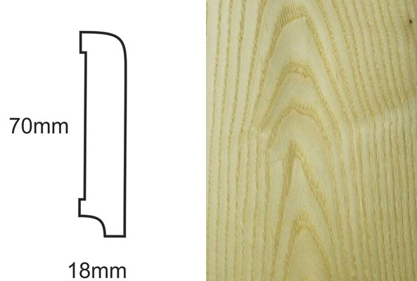 Listwa przypodłogowa fornirowana lakierowana CP70 R10 (240 cm x 7 cm x 1,8 cm) jesion select