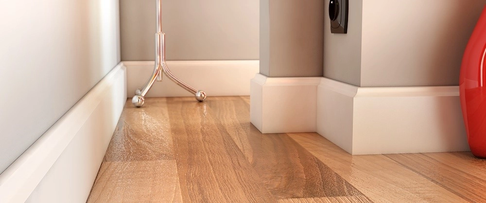 Listwa przypodłogowa MDF Plus F1 biała lakierowana półmat (262 cm x 10 cm x 1,6 cm) wilgocioodporna
