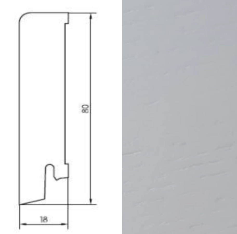 Listwa przypodłogowa biała drewno lakierowane 80/18 (240 cm x 8 cm x 1,8 cm)