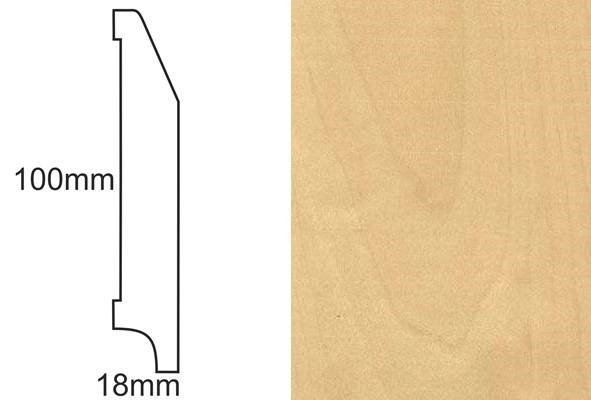 Listwa przypodłogowa fornirowana lakierowana CP100 RS (240 cm x 10 cm x 1,8 cm) brzoza