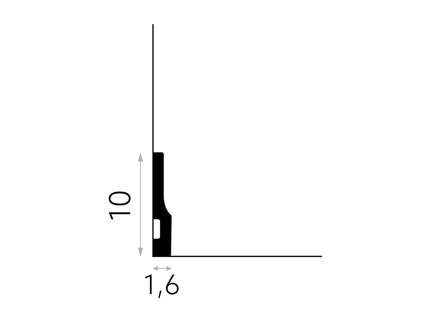 Listwa przypodłogowa Premium QS009P biała RAL 9003 wym. 200 x 1.6 x 10 cm, z PolyForce