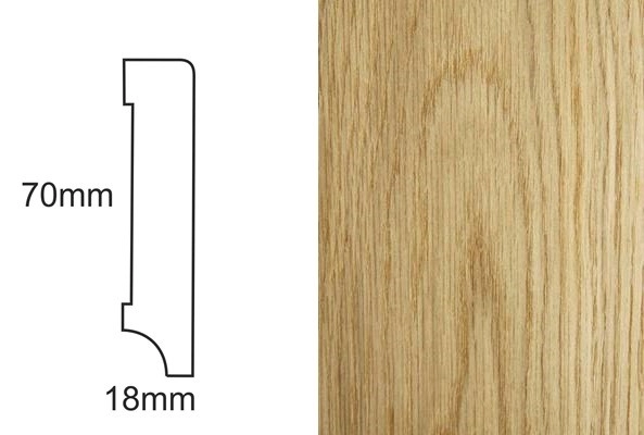 Listwa przypodłogowa fornirowana lakierowana CP70 R3 (240 cm x 7 cm x 1,8 cm) dąb