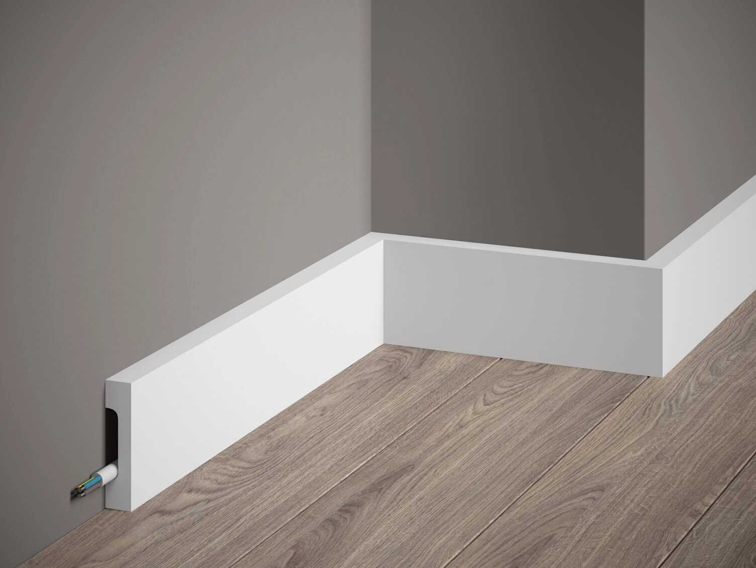 Listwa przypodłogowa MD359 biała wym. 200 x 1.6 x 7 cm, z PolyForce