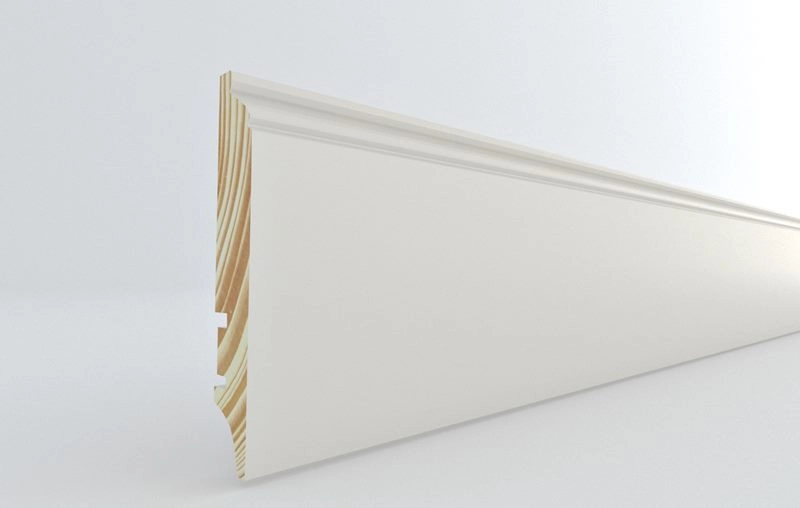 Listwa przypodłogowa drewniana lakierowana PW90 (220 cm x 9 cm x 1,6 cm) iglaste białe