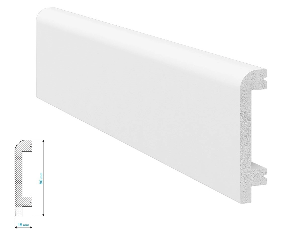 Listwa przypodłogowa Krome P8018 biała z polistyrenu (240 cm x 8 cm x 1,8 cm) wodoodporna