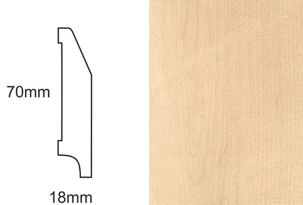 Listwa przypodłogowa fornirowana nielakierowana CP70 RS (240 cm x 7 cm x 1,8 cm) klon