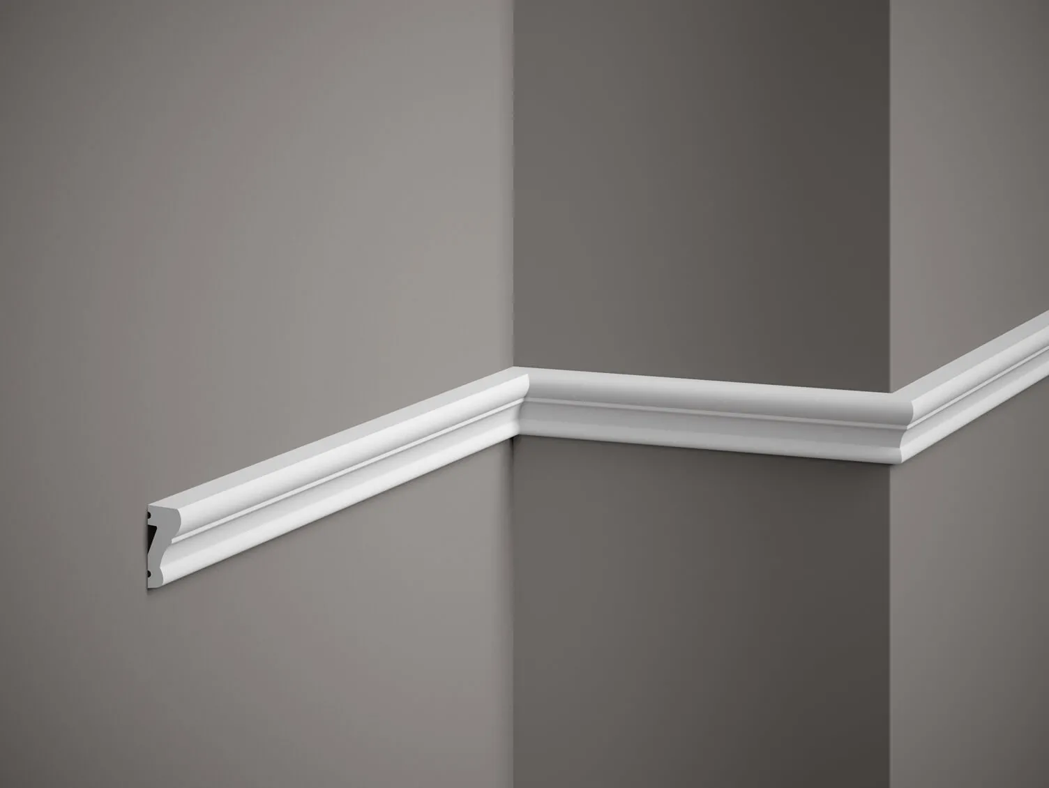 Listwa ścienna biała MD318 wym. 200 x 1.5 x 3.3 cm, z PolyForce