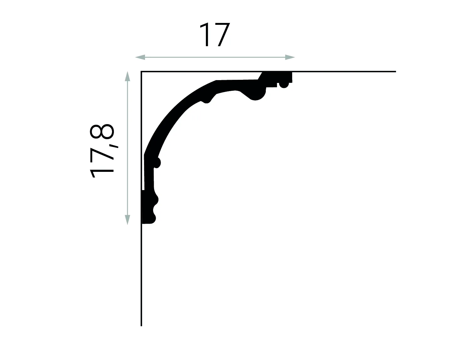 Listwa przysufitowa biała MDA113 wym. 200 x 17 x 17.8 cm, z ProFoam
