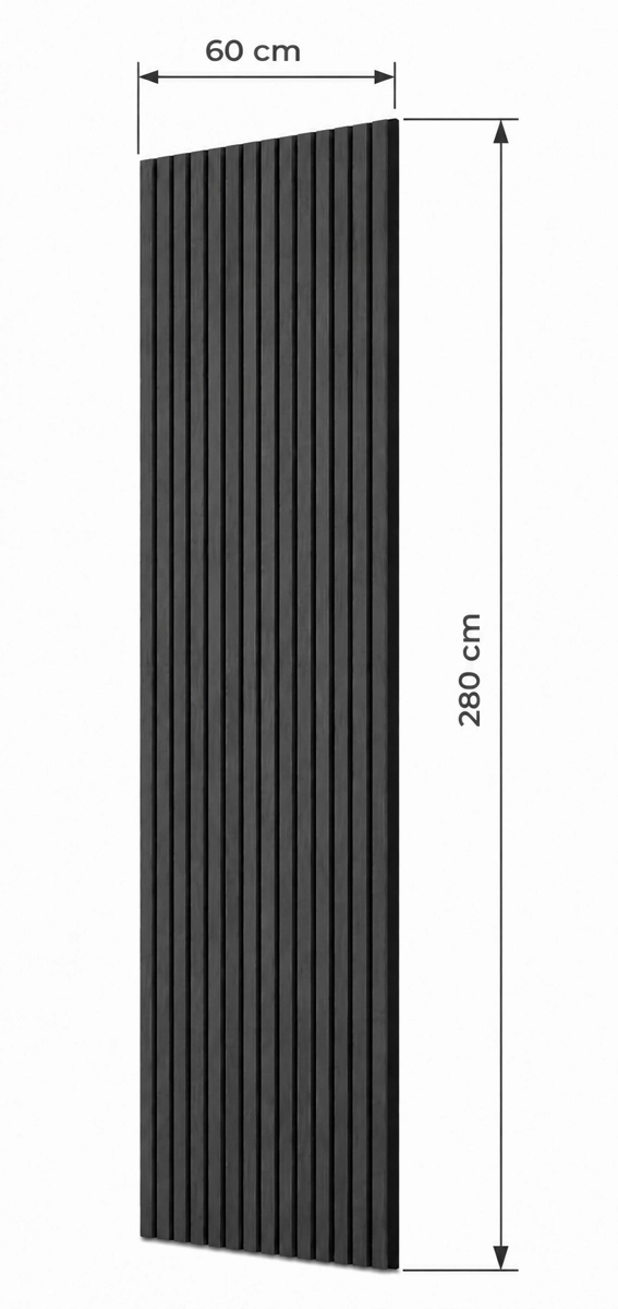 Lamele Fornirowane na filcu akustycznym - Dąb Czarny 60 x 280 cm