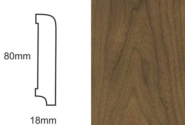 Listwa przypodłogowa fornirowana nielakierowana CP80 R10 (240 cm x 8 cm x 1,8 cm) orzech