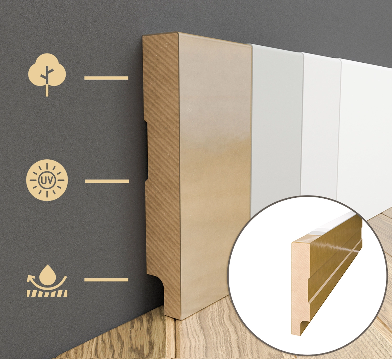 Listwa przypodłogowa MDF lakierowana biała z wodoodporną powłoką PRIMA SLIM 10cm - ostatnie 16 metrów