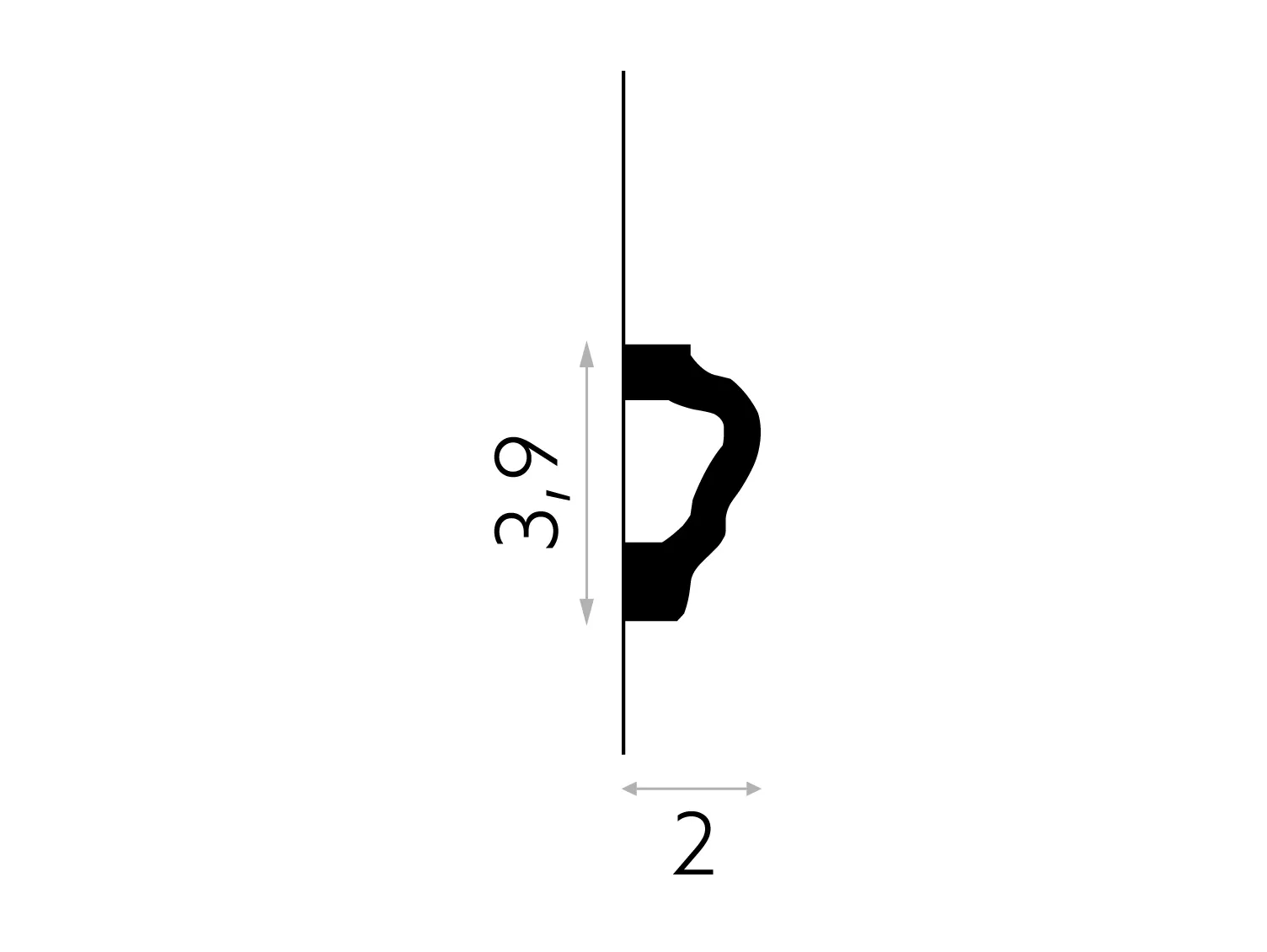 Listwa ścienana biała MD255 wym. 200 x 2 x 3.9 cm, z PolyForce