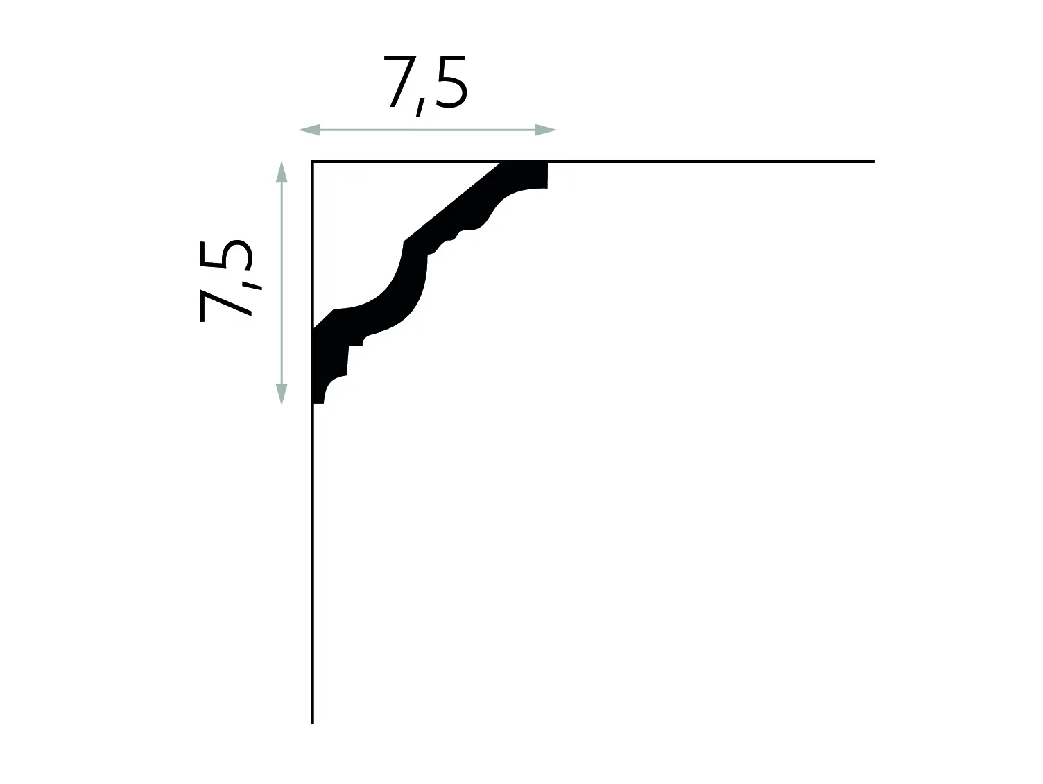 Listwa przysufitowa MDA106 biała wym. 200 x 7.5 x 7.5 cm, z ProFoam