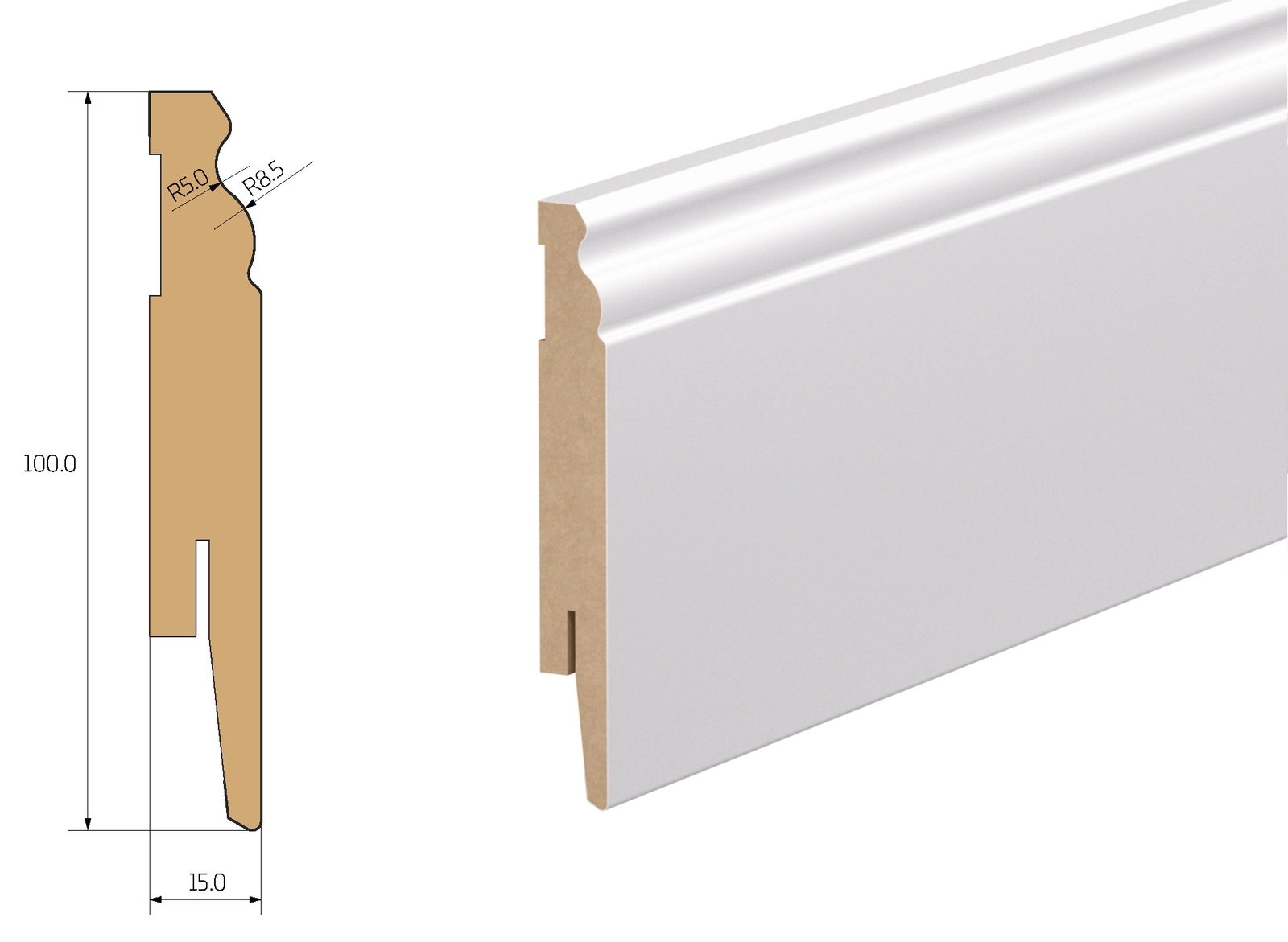 Listwa przypodłogowa MDF - ESTILO 10cm - Biała Premium
