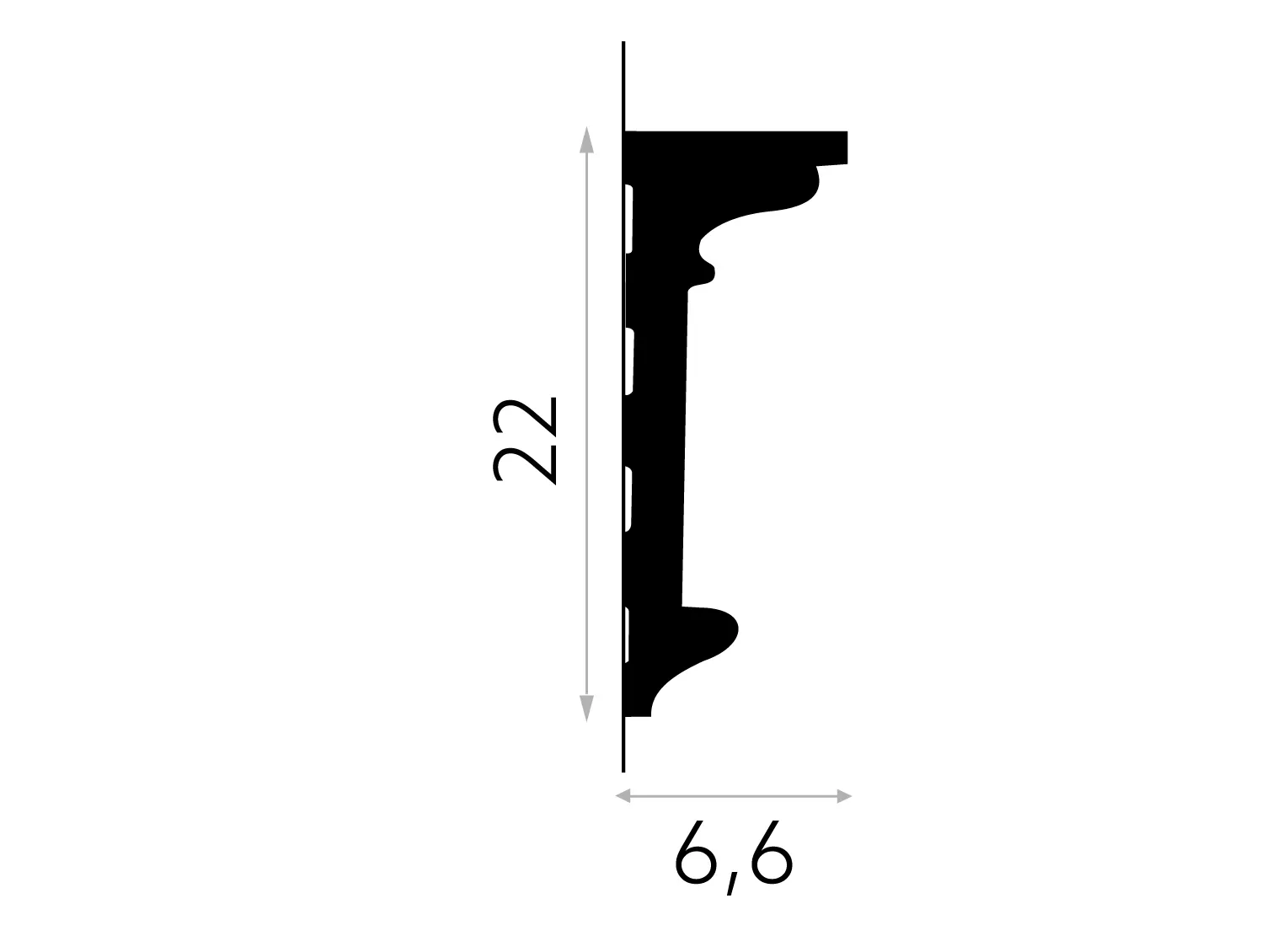 Listwa ścienna MDD315 biała wym. 200 x 6.6 x 22 cm, z ProFoam