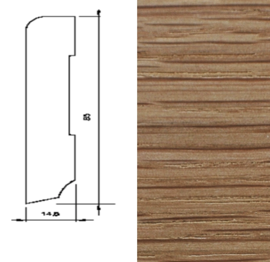 Drewniana listwa przypodłogowa olejowana 60/16 (240 cm x 6 cm x 1,5 cm) Dąb Olej Naturalny