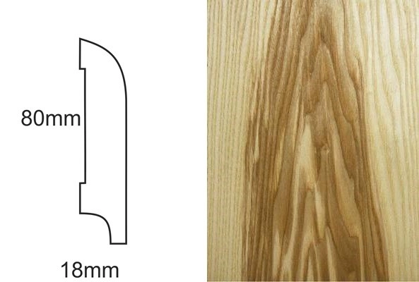 Listwa przypodłogowa fornirowana nielakierowana CP80 R25 (240 cm x 8 cm x 1,8 cm) jesion ciemny