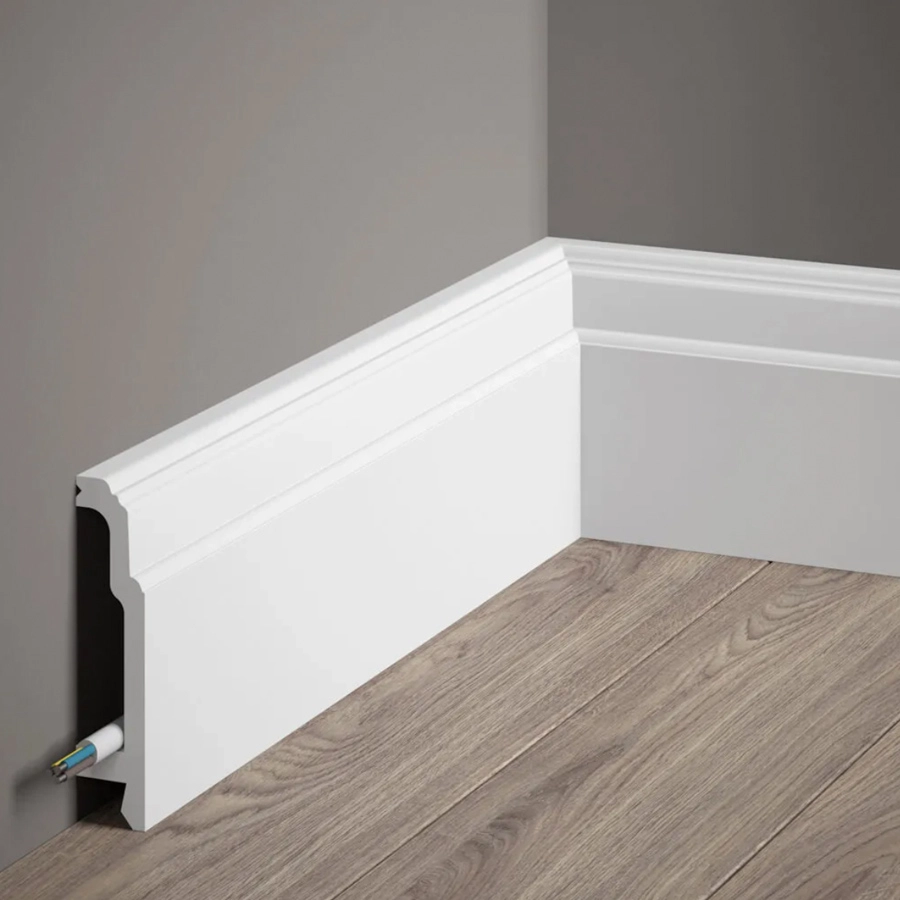 Listwa przypodłogowa MD363 biała wym. 200 x 2.3 x 10.6 cm, z PolyForce