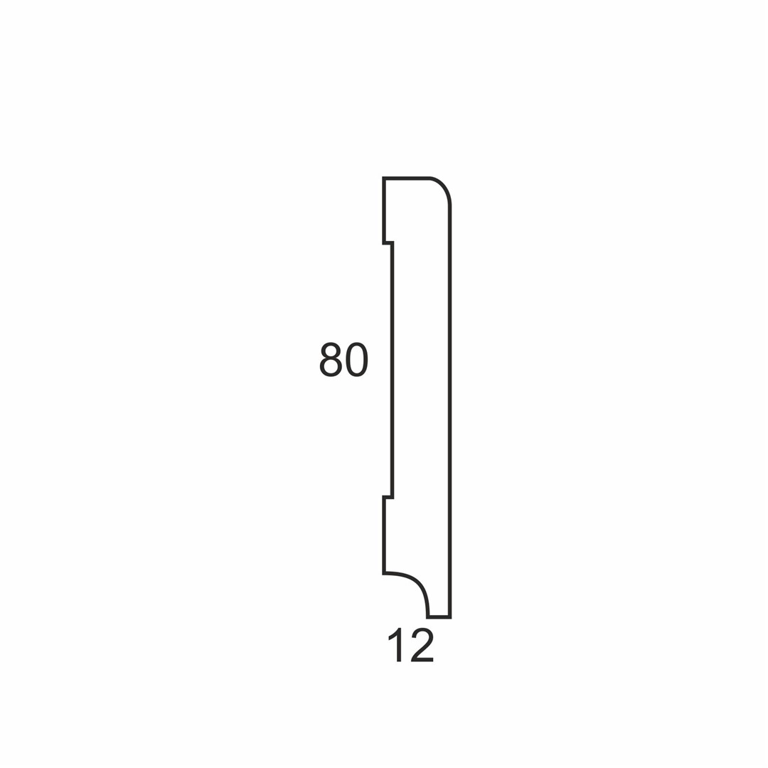Listwa przypodłogowa MDF PLUS R3 wilgocioodporna lakierowana półmat (244 cm x 8 cm x 1,2 cm) biała