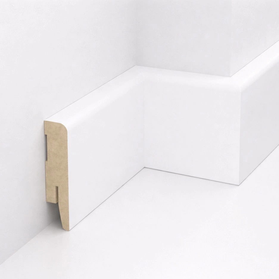 Listwa przypodłogowa MDF TRIO R5, Biała Premium, 8cm