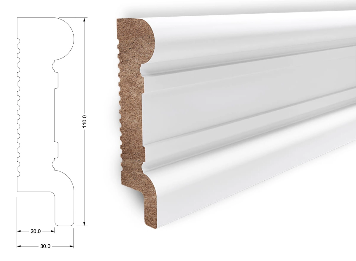 Listwa wieńcząca do boazerii angielskiej PURE, lakierowana, wysokość 11 cm