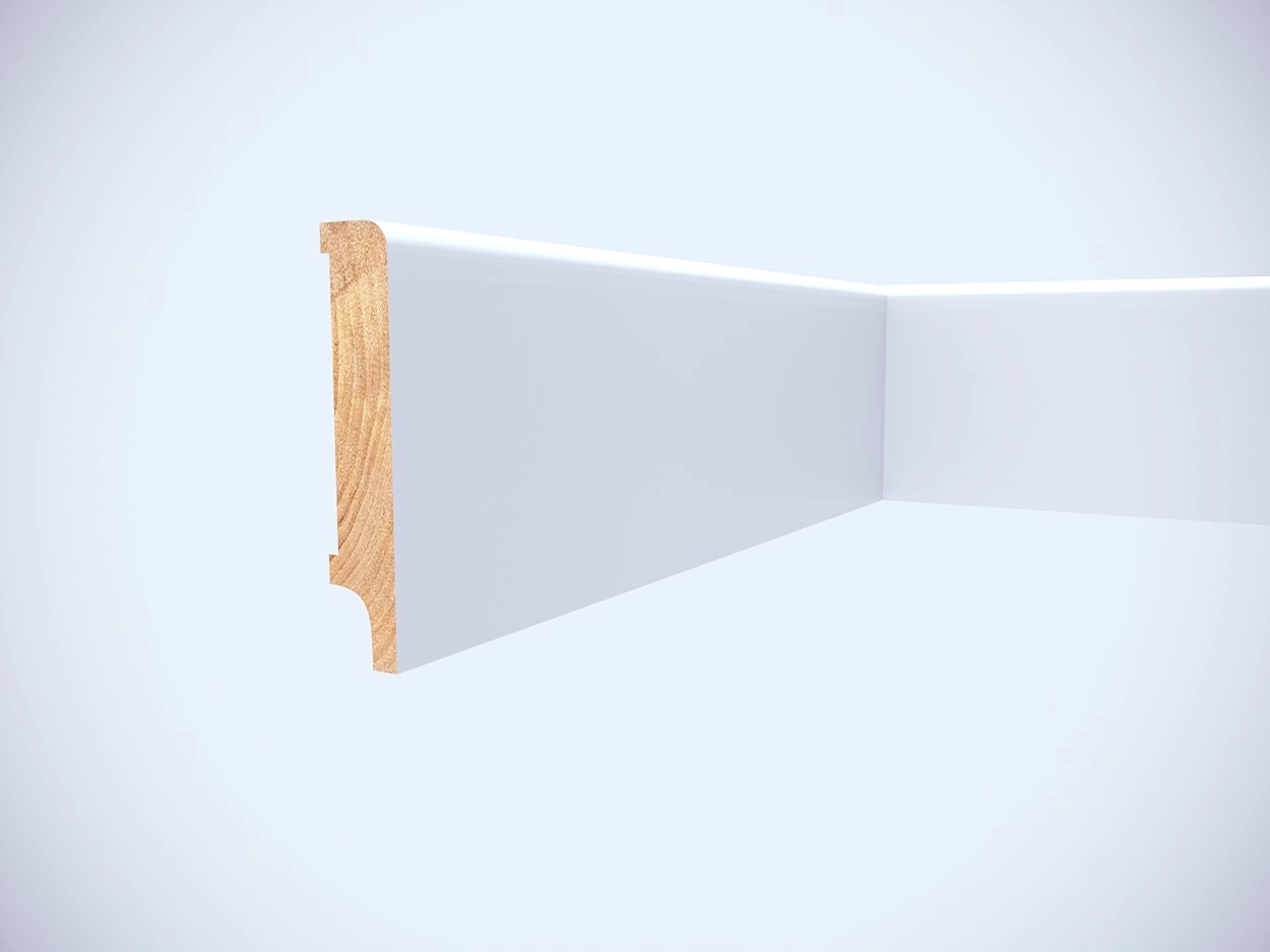 Listwa przypodłogowa drewniana LAPIS 80 lakierowana (240 cm x 8 cm x 1,6 cm) drewno iglaste białe RAL 9003