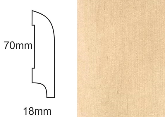 Listwa przypodłogowa fornirowana nielakierowana CP70 R25 (240 cm x 7 cm x 1,8 cm) klon