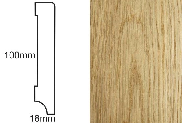 Listwa przypodłogowa fornirowana lakierowana CP100 R3 (240 cm x 10 cm x 1,8 cm) dąb