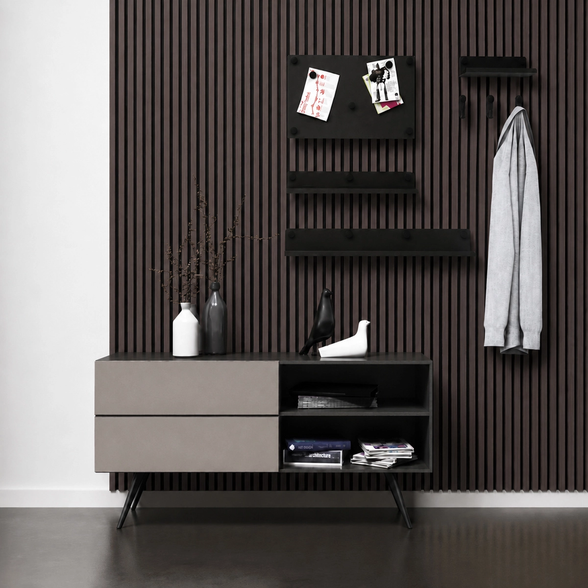 Lamele Fornirowane na filcu akustycznym - Dąb Wędzony 60 x 280 cm