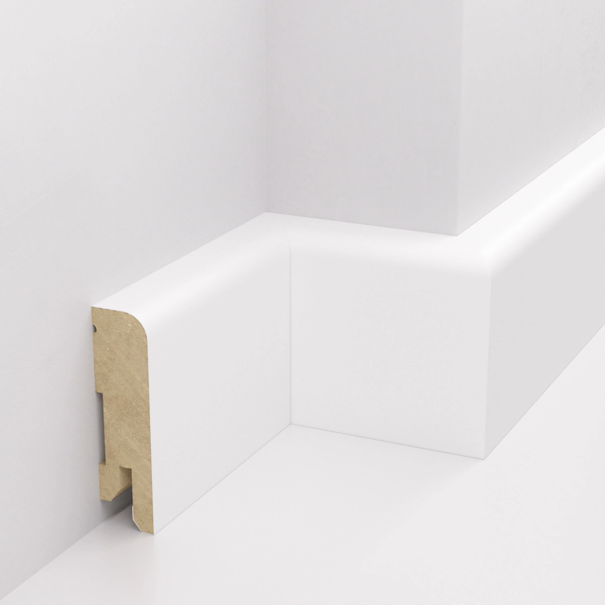 PRÓBKA 20 CM - Listwa przypodłogowa MDF lakierowana biała FOGE - LB1 6cm