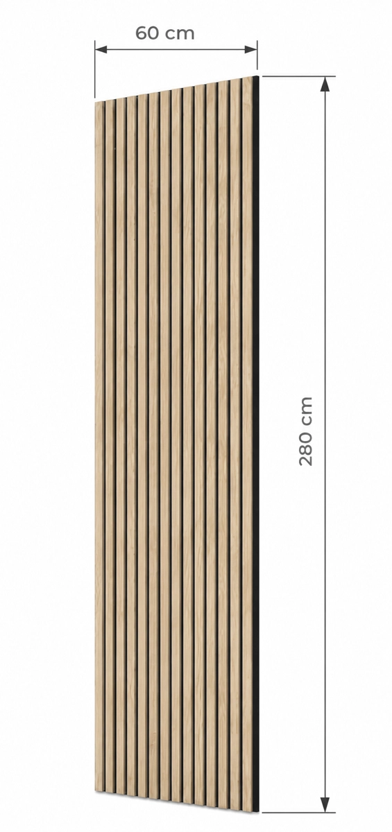 Lamele Fornirowane na filcu akustycznym - Jesion 60 x 280 cm