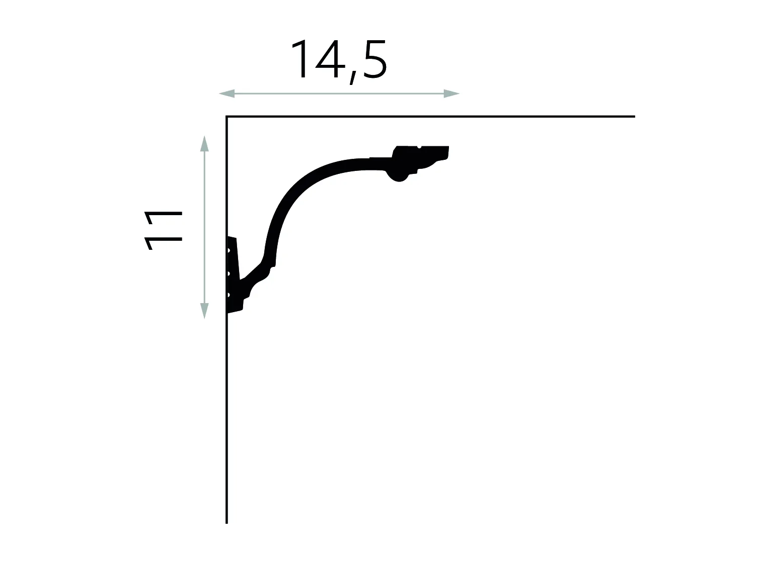 Listwa przysufitowa MD156 biała wym. 200 x 14.5 x 11 cm, z PolyForce
