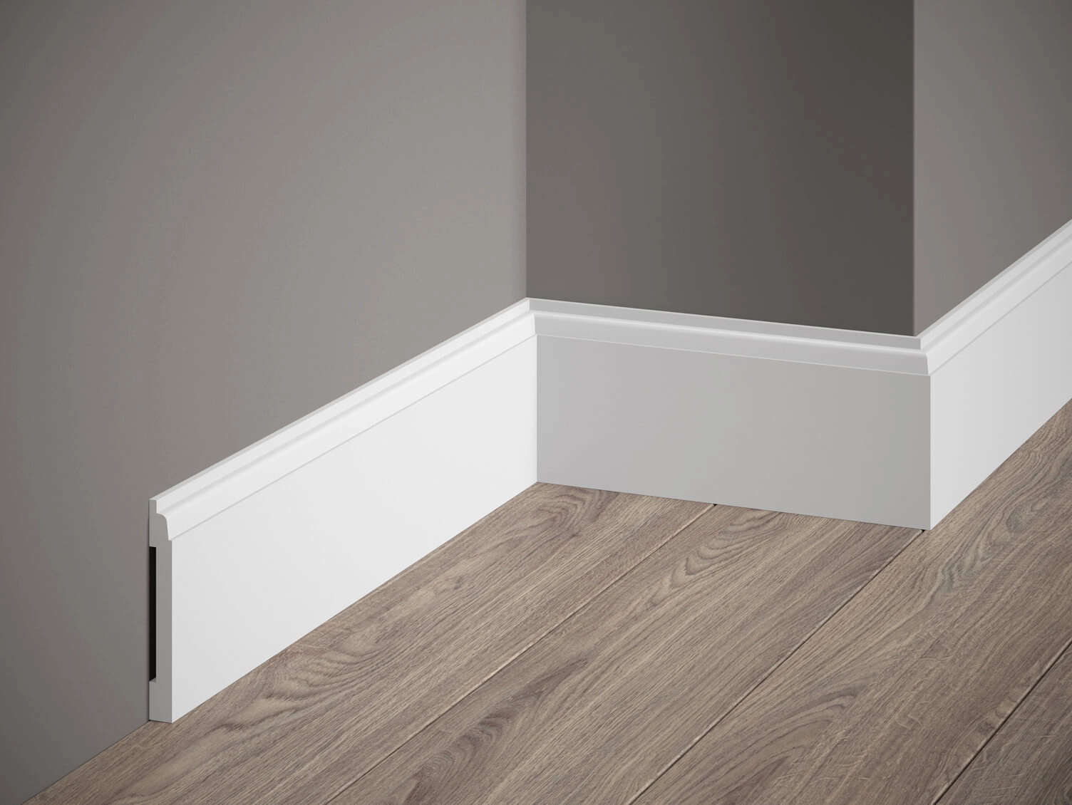 Listwa przypodłogowa MD258 biała wym. 200 x 1 x 8.1 cm, z PolyForce