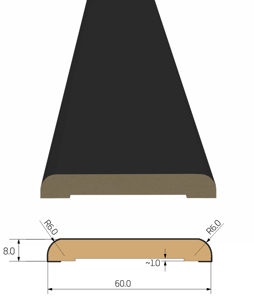 Opaska drzwiowa 3 szt. komplet, listwa maskująca MDF czarna, obramowanie drzwi 6 cm