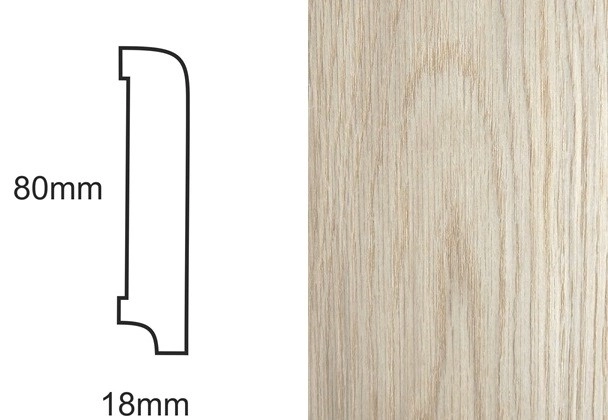 Listwa przypodłogowa fornirowana nielakierowana CP80 R10 (240 cm x 8 cm x 1,8 cm) dąb