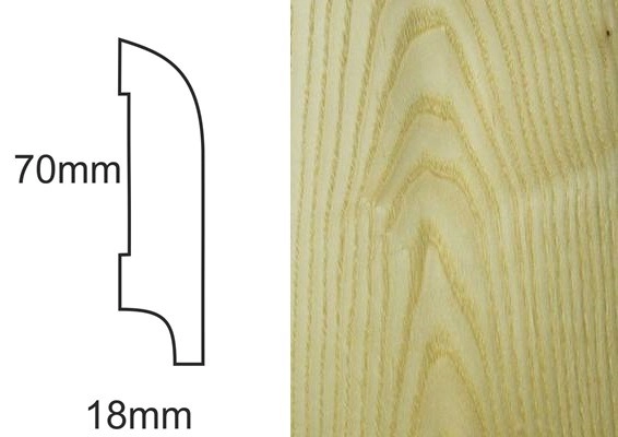 Listwa przypodłogowa fornirowana lakierowana CP70 R25 (240 cm x 7 cm x 1,8 cm) jesion select