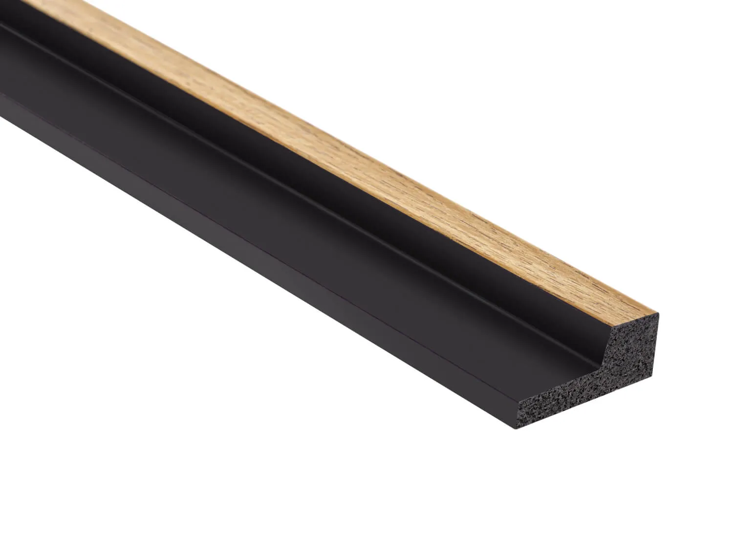 Prawe zakończenie lameli L0105RT w kolorze naturalnym dąb, wym. 200 x 1.2 x 12 cm, z PolyForce