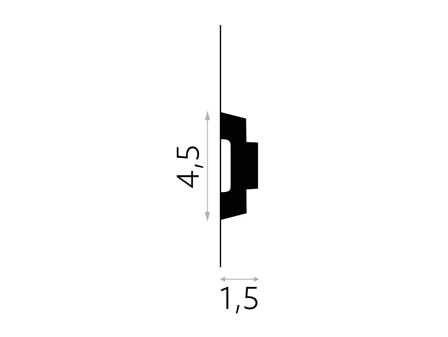 Listwa ścienna biała MD317 wym. 200 x 1.5 x 4.5 cm, z PolyForce