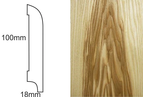 Listwa przypodłogowa fornirowana nielakierowana CP100 R25 (240 cm x 10 cm x 1,8 cm) jesion ciemny