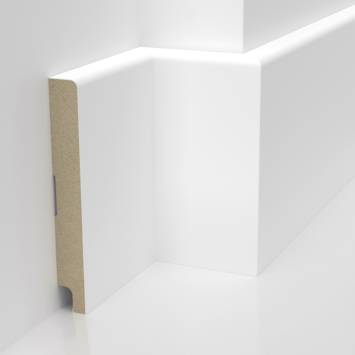 PRÓBKA 20 CM - Listwa przypodłogowa MDF lakierowana biała z wodoodporną powłoką TRIO 12cm