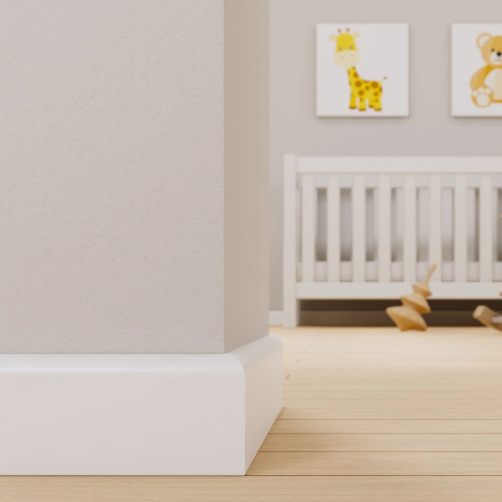 PRÓBKA 20 CM - Listwa przypodłogowa MDF OTTO, Biała Premium, 8cm